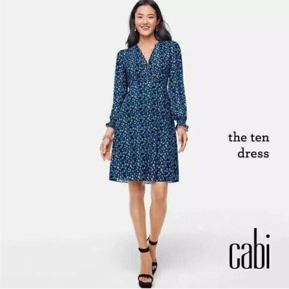 CAbi Dresses & Skirts - CAbi The Ten Dress floral double layer stretch long sleeve